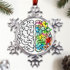 Brain Mind Psychology Idea Drawing Metal Large Snowflake Ornament by Grandong