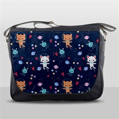 Cute Astronaut Cat With Star Galaxy Elements Seamless Pattern Messenger Bag by Grandong