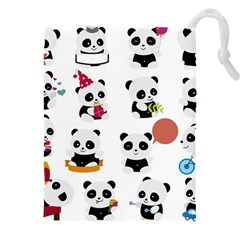Playing Pandas Cartoons Drawstring Pouch (4xl) by Apen