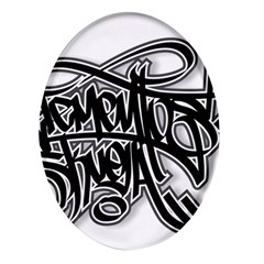 Hip Hop Music Drawing Art Graffiti Oval Glass Fridge Magnet (4 Pack) by Sarkoni