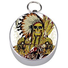 Motorcycle And Skull Cruiser Native American Silver Compasses by Sarkoni