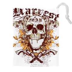 Harvest Of Fear Logo Illustration Skull Pistol Drawstring Pouch (4xl) by Sarkoni