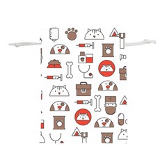 Vector Thin Line Art Vet Seamless Pattern Lightweight Drawstring Pouch (m) by Bedest