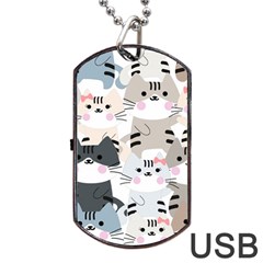Cute Cat Couple Seamless Pattern Cartoon Dog Tag Usb Flash (two Sides) by Bedest