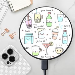Drinks Cocktails Doodles Coffee Wireless Fast Charger(black) by Apen