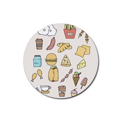 Dinner Meal Food Snack Fast Food Rubber Coaster (round) by Apen