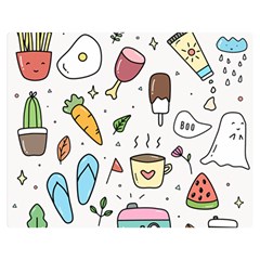 Doodle Fun Food Drawing Cute Premium Plush Fleece Blanket (medium) by Apen
