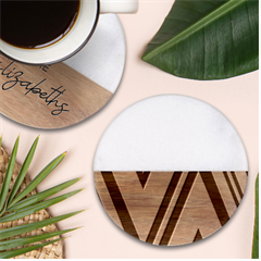 Pattern Triangle Design Repeat Classic Marble Wood Coaster (round)  by Ravend