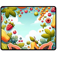 Fruits Sweet Papaya Orange Pattern Fleece Blanket (medium) by Ravend