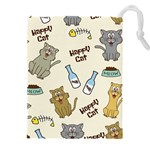 Cute Astronaut Cat With Star Galaxy Elements Seamless Pattern Drawstring Pouch (4XL) Front