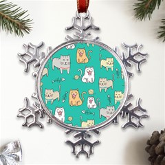Seamless Pattern Cute Cat Cartoon With Hand Drawn Style Metal Large Snowflake Ornament by Grandong