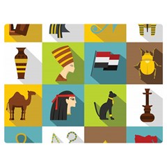 Egypt Travel Items Icons Set Flat Style Two Sides Premium Plush Fleece Blanket (extra Small) by Bedest
