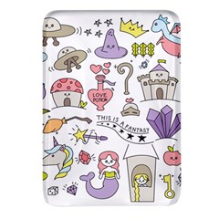 Fantasy Things Doodle Style Vector Illustration Rectangular Glass Fridge Magnet (4 Pack) by Bedest