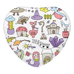 Fantasy Things Doodle Style Vector Illustration Heart Glass Fridge Magnet (4 Pack) by Bedest