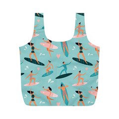 Beach Surfing Surfers With Surfboards Surfer Rides Wave Summer Outdoors Surfboards Seamless Pattern Full Print Recycle Bag (m) by Bedest