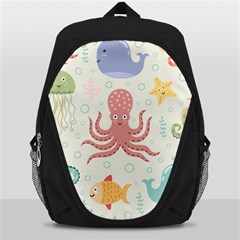 Underwater Seamless Pattern Light Background Funny Backpack Bag by Bedest