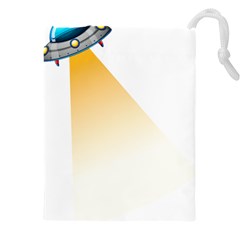 Blue Ufo Illustration Unidentified Flying Object Cartoon Drawstring Pouch (4xl) by Sarkoni