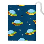 Seamless Pattern Ufo With Star Space Galaxy Background Drawstring Pouch (4XL) Front