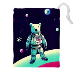 Bear Astronaut Futuristic Drawstring Pouch (4xl) by Bedest