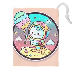 Boy Astronaut Cotton Candy Drawstring Pouch (4xl) by Bedest