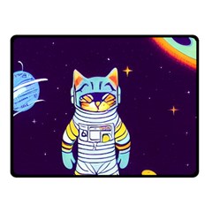 Cat Astronaut Space Retro Universe Two Sides Fleece Blanket (small) by Bedest