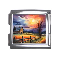 Rural Farm Fence Pathway Sunset Mega Link Italian Charm (18mm) by Bedest