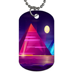 Egyptian Pyramids Night Landscape Cartoon Dog Tag (two Sides) by Ndabl3x