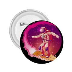 Astronaut Spacesuit Standing Surfboard Surfing Milky Way Stars 2 25  Buttons by Ndabl3x