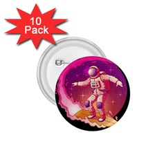 Astronaut Spacesuit Standing Surfboard Surfing Milky Way Stars 1 75  Buttons (10 Pack) by Ndabl3x