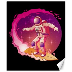 Astronaut Spacesuit Standing Surfboard Surfing Milky Way Stars Canvas 20  X 24  by Ndabl3x