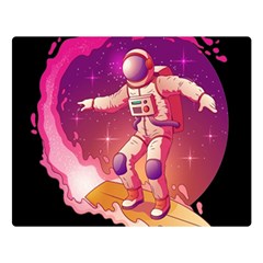 Astronaut Spacesuit Standing Surfboard Surfing Milky Way Stars Two Sides Premium Plush Fleece Blanket (large) by Ndabl3x