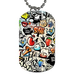 Comical Words Animals Comic Omics Crazy Graffiti Dog Tag (two Sides) by Bedest