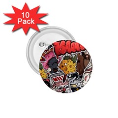 Stickerbomb Crazy Graffiti Graphite Monster 1 75  Buttons (10 Pack) by Bedest