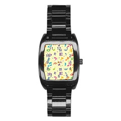 Seamless Pattern Musical Note Doodle Symbol Stainless Steel Barrel Watch by Hannah976