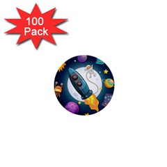 Spaceship Astronaut Space 1  Mini Buttons (100 Pack)  by Hannah976