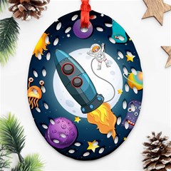 Spaceship Astronaut Space Oval Filigree Ornament (two Sides) by Hannah976