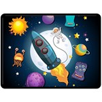 Spaceship Astronaut Space Two Sides Fleece Blanket (Large) 80 x60  Blanket Back
