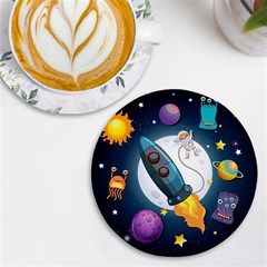 Spaceship Astronaut Space Uv Print Round Tile Coaster by Hannah976