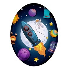 Spaceship Astronaut Space Oval Glass Fridge Magnet (4 Pack) by Hannah976