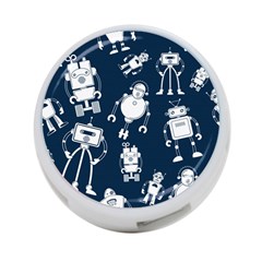 White Robot Blue Seamless Pattern 4-port Usb Hub (one Side) by Hannah976