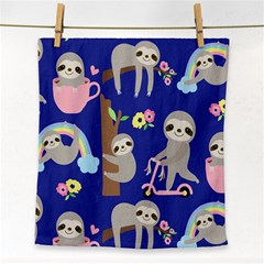 Hand Drawn Cute Sloth Pattern Background Face Towel by Hannah976