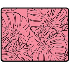 Pink Monstera Fleece Blanket (medium) by ConteMonfrey