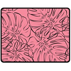 Pink Monstera Two Sides Fleece Blanket (medium) by ConteMonfrey