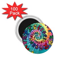 Grateful Dead Bears Tie Dye Vibrant Spiral 1 75  Magnets (100 Pack)  by Bedest