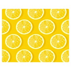 Lemon Fruits Slice Seamless Pattern Premium Plush Fleece Blanket (medium) by Ravend