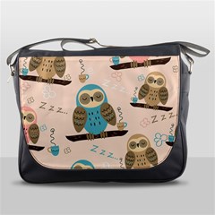 Seamless Pattern Owls Dream Cute Style Pajama Fabric Messenger Bag by Apen