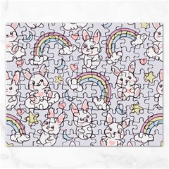 Seamless Pattern With Cute Rabbit Character Rectangular Jigsaw Puzzl by Apen