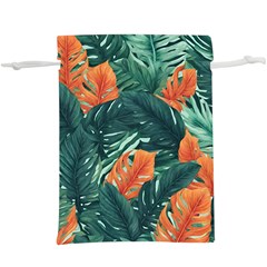 Green Tropical Leaves Lightweight Drawstring Pouch (xl) by Jack14