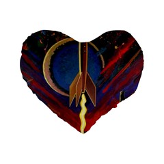 Rocket Painting Standard 16  Premium Flano Heart Shape Cushions by Cendanart
