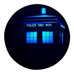 Blue Tardis Doctor Who Police Call Box Round Glass Fridge Magnet (4 Pack) by Cendanart